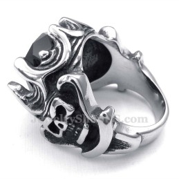Bague En Titane Et Zircon Noir