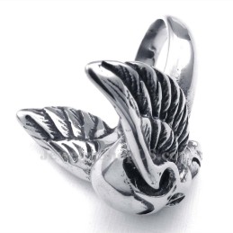 Bague Crâne En Titane Avec Ailes