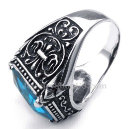 Bague En Titane Et Zircon Bleu