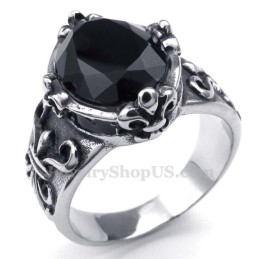 Bague En Titane Et Zircon Noir