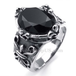Bague En Titane Et Zircon Noir