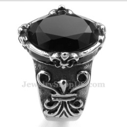 Bague En Titane Et Zircon Noir