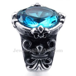 Bague En Titane Et Zircon Bleu