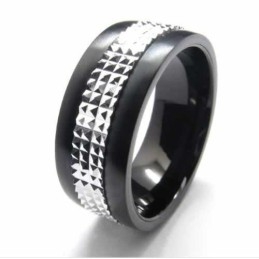 Bague En Titane Et Argent Incrustée De 9 Mm