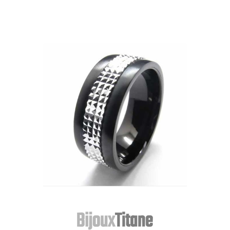 Bague En Titane Et Argent Incrustée De 9 Mm Bague En Titane Et Argent Incrustée De 9 Mm