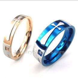 Bague Croix En Titane Bleu