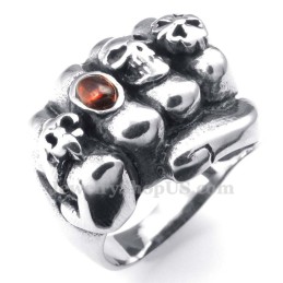 Bague De Poing En Titane Avec Zircon Rouge