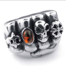 Bague De Poing En Titane Avec Zircon Rouge