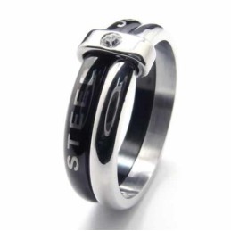 Bague À Deux Cercles De 8 Mm Sertie De Diamants Et Incrustée De Titane