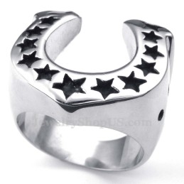 Bague De Sabot De Cheval En Titane Avec Étoile À Cinq Branches