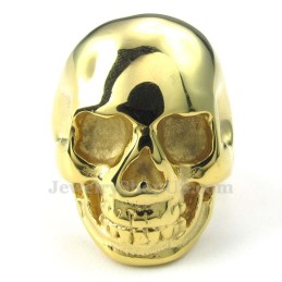 Bague En Titane Avec Tête De Mort En Or