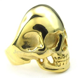 Bague En Titane Avec Tête De Mort En Or