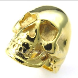 Bague En Titane Avec Tête De Mort En Or
