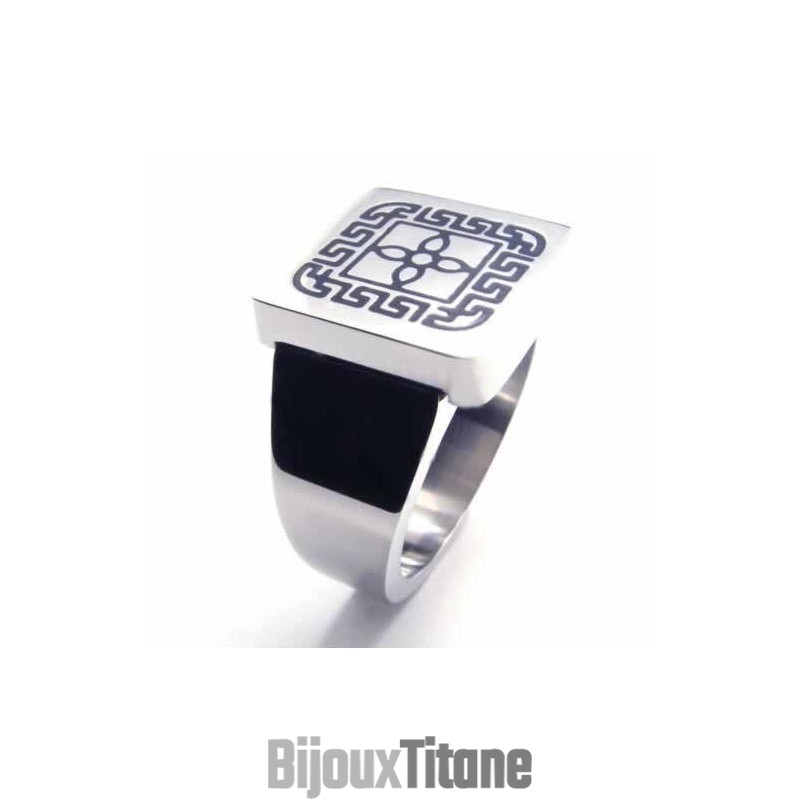 Anneau Tournant En Titane De 17 Mm Avec Clé Grecque Anneau Tournant En Titane De 17 Mm Avec Clé Grecque