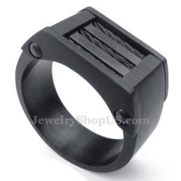 Bague En Titane Avec Fil Noir