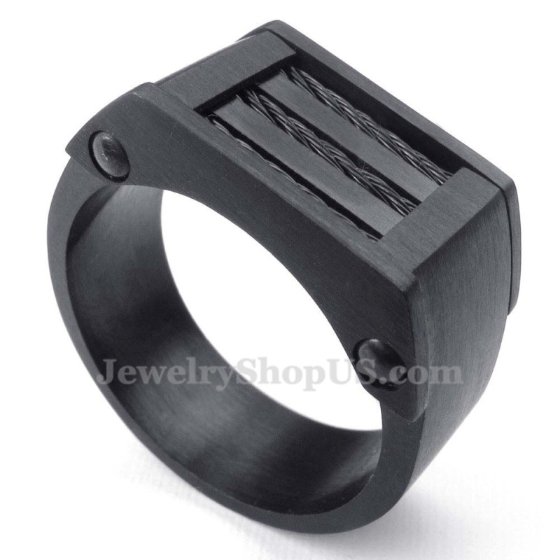 Bague En Titane Avec Fil Noir Bague En Titane Avec Fil Noir
