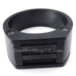 Bague En Titane Avec Fil Noir