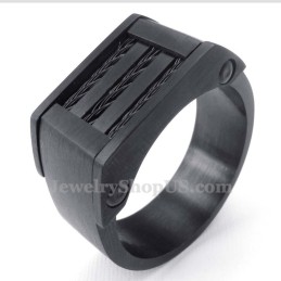 Bague En Titane Avec Fil Noir
