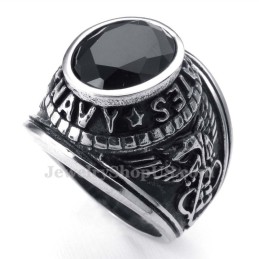 Bague En Titane Et Zircon Noir