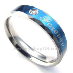 Bague De Couple Forever Love En Titane Bleu (Homme)