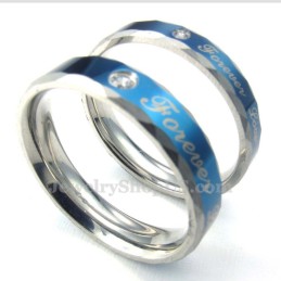 Bague De Couple Forever Love En Titane Bleu (Homme)