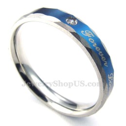 Bague De Couple Forever Love En Titane Bleu (Femme)