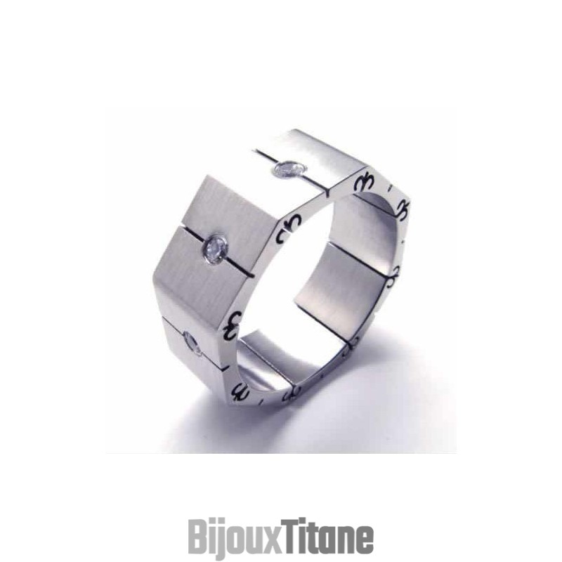 Bague En Titane Sertie De Diamants De 8 Mm