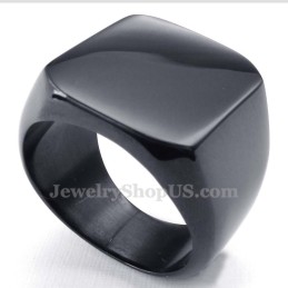 Bague Lisse En Titane Noir Pour Homme