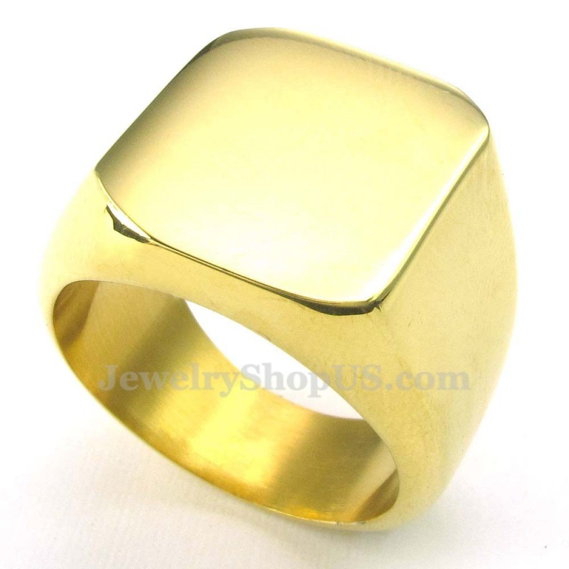 Bague Lisse En Titane Doré Pour Homme