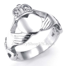 Bague En Titane Avec Cœur Et Mains Levées
