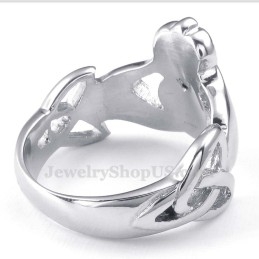 Bague En Titane Avec Cœur Et Mains Levées