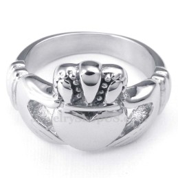 Bague En Titane Avec Cœur Et Mains Levées