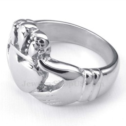 Bague En Titane Avec Cœur Et Mains Levées
