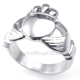 Bague En Titane Avec Cœur Et Mains Levées