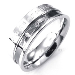 Bague D'Amour En Titane Avec Strass Blancs