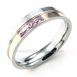 Bague D'Amoureux En Titane Avec Strass Rouges