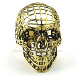 Bague Tête De Mort Creuse En Titane Doré