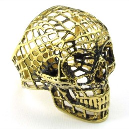 Bague Tête De Mort Creuse En Titane Doré