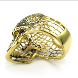 Bague Tête De Mort Creuse En Titane Doré