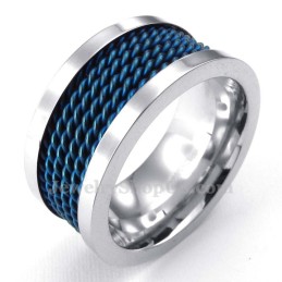 Bague En Titane Avec Fil Bleu