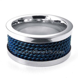 Bague En Titane Avec Fil Bleu