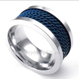 Bague En Titane Avec Fil Bleu