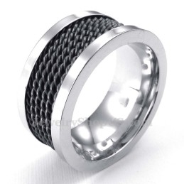 Bague En Titane Avec Fil Noir