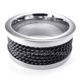 Bague En Titane Avec Fil Noir