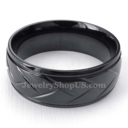 Bague En Titane Avec Fleur De Hack Noire