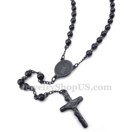 Collier Pendentif Jésus En Titane De Couleur Noire