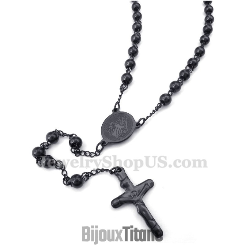 Collier Pendentif Jésus En Titane De Couleur Noire Collier Pendentif Jésus En Titane De Couleur Noire