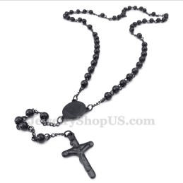 Collier Pendentif Jésus En Titane De Couleur Noire