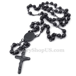 Collier Pendentif Jésus En Titane De Couleur Noire