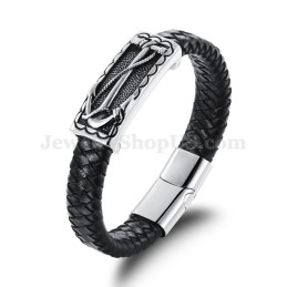 Bracelet En Cuir Et Titane Pour Homme, Exquis, C948
